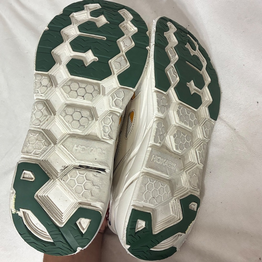 Hoka One One Clifton L Sneakers Eggnog Green Orange Navy Mens Lifestyle Shoes - Picture 4 of 6